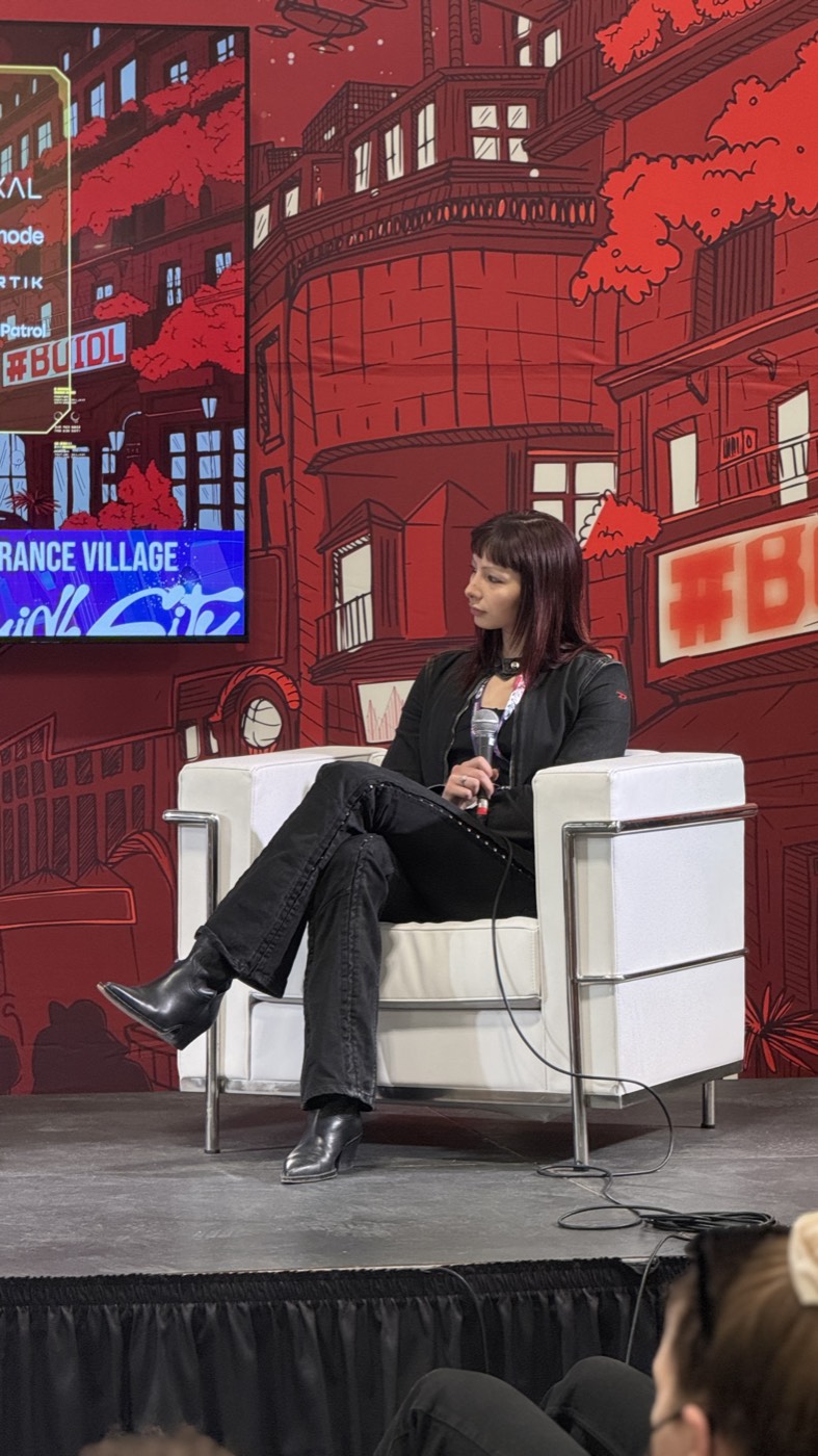 Corinne Bernett speaking on a panel